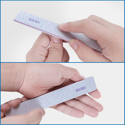 Heavy Coarse 80/80 Grit Nail Files (12 Pack) - Double Sided Emery Boards for Acrylic & Gel Nails, Gray