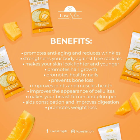Beauty Smoothie Cantaloupe Melon, 80,000mg Hydrolyzed Marine Collagen, 21gx10 Sachets, 7.4075 Ounce