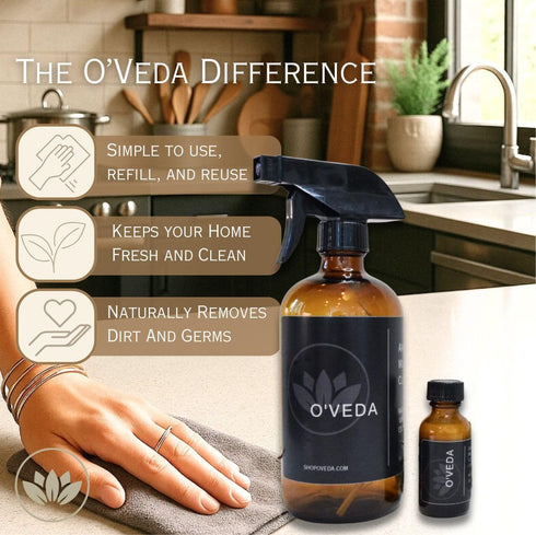 O'VEDA 1 1 (30ml 16oz Starter Kit Multi-Purpose Cleaning Bundle with Concentrate & Spritzer Refill Bottle each), Spray