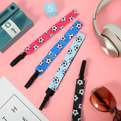 SATINIOR 4 Pieces Non-slip Soccer Headband for Girls, Adjustable Football Hairband in Black, Blue, Rose Red, Light Blue