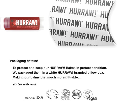 Hurraw! Black Cherry Tinted Lip Balm: Organic, Certified Vegan, Cruelty-Free, Non-GMO, 100% Natural Ingredients