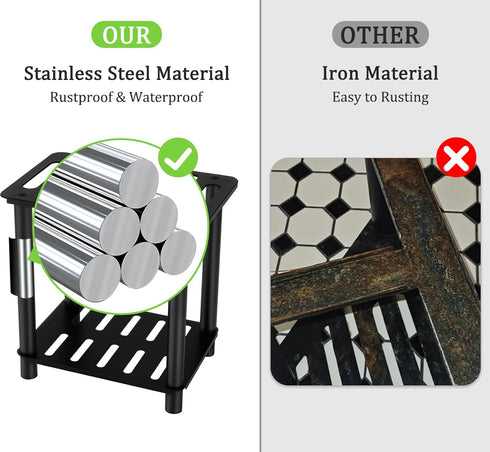 Shower Stool for Inside Shower, Shower Bench Stool with Storage Shelf, Stainless Steel Shower Stool for Shaving Legs
