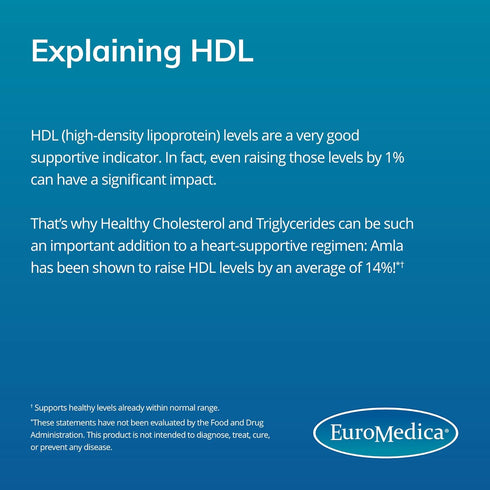 Euromedica Healthy Cholesterol and Triglycerides, 60 Capsules, Supports Healthy HDL & Triglyceride Levels