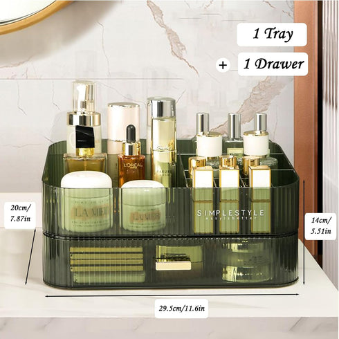Makeup Organizer with Drawers, Stackable Large Cosmetics Storage Box, Ideal for Bathroom Countertop and Desk