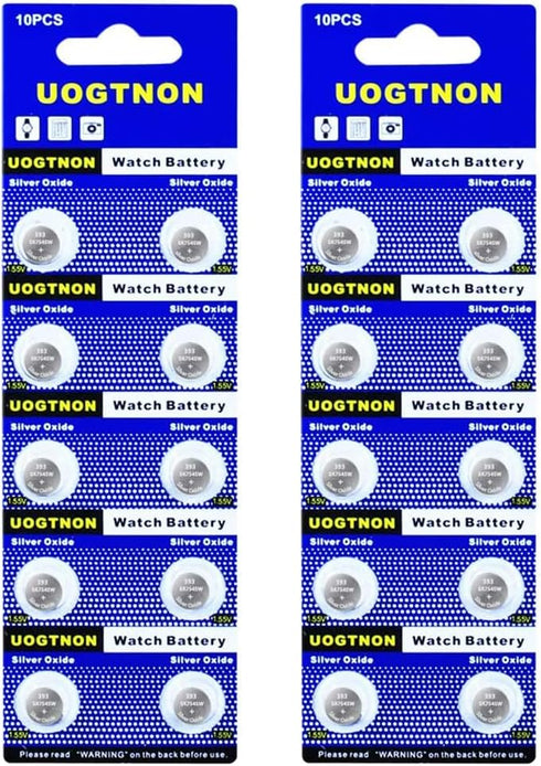 393 SR754W (SR754SW) 1.55V Silver Oxide Watch Battery, 20 Pack