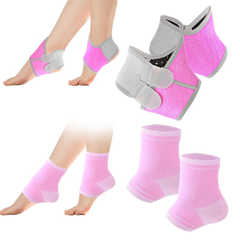 Prasacco Kids Ankle Brace Set, 2 Pairs Compression Socks & Adjustable Support