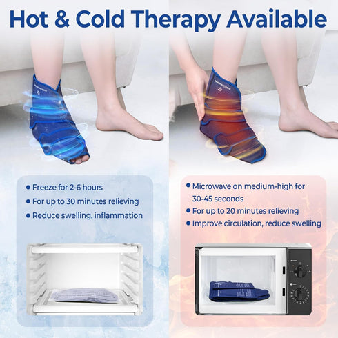 Pack Packs (1 Wrap+4 Packs) KingPavonini Ankle Foot Ice Wrap for Sprained Ankle/Surgery Recovery, Reusable Gel Ice
