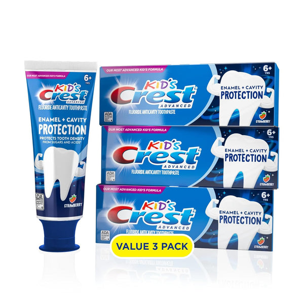 Crest Kids Advanced Toothpaste, Enamel + Cavity Protection with Fluoride, Anticavity, 4.1oz (Pack of 3)