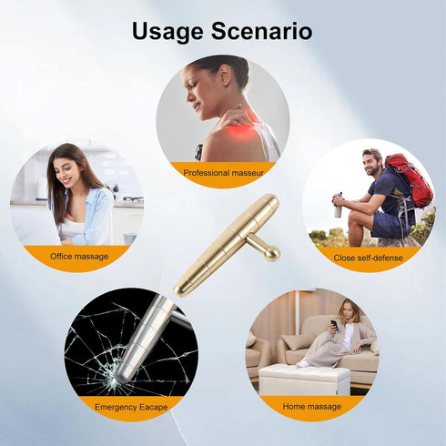T-Bar Trigger Point Massager Tool - Copper Deep Tissue Massage Tool, Witha Small Massage Pen, for Neck Shoulder Back