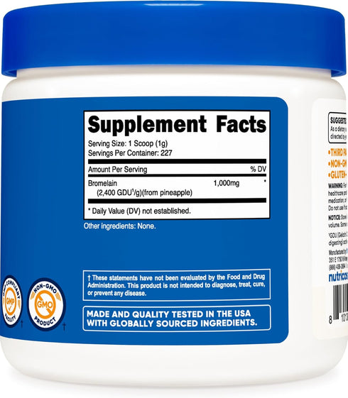 Nutricost Bromelain Powder 8 OZ - Non-GMO, Vegetarian, Gluten Free Supplement