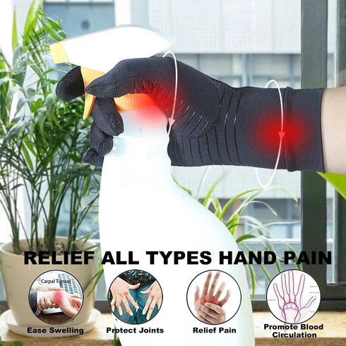 2 Pairs Full Finger Copper Arthritis Gloves | Compression Touchscreen Gloves for Men and Women, Relief for Hand Pain