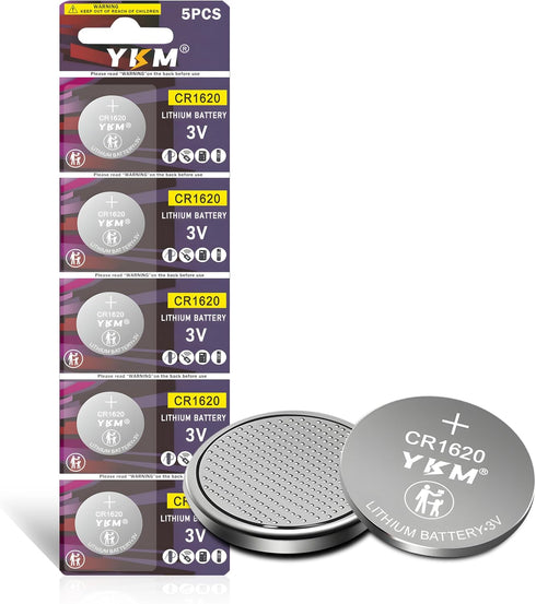 5PCS CR1620 DL1620 BR1620 80mAh Long Lasting 3V Lithium Battery for Car Key Fobs and Watches