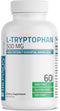 Bronson L-Tryptophan 500 MG | High Potency Essential Amino Acid for Relaxation & Positive Mood Support | 60 Capsules