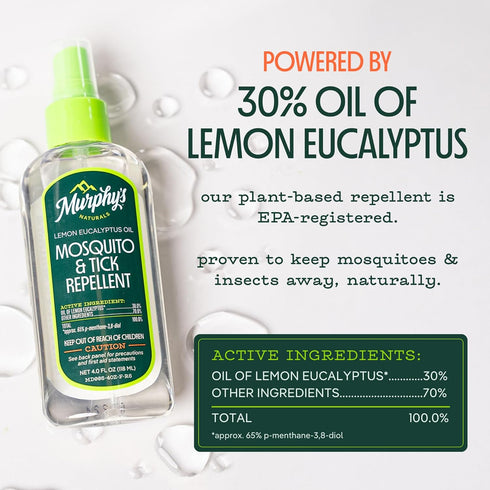 Murphy's Naturals Mosquito & Tick Bug Repellent Spray, Oil of Lemon Eucalyptus, DEET-Free, 2 Ounce Pump, 3-Pack