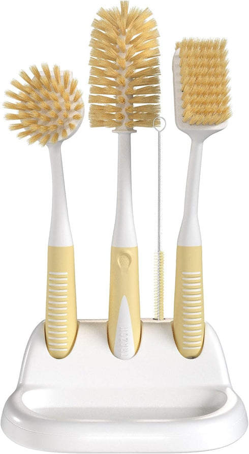 Dish Brush Set of 5 with Holder - Kitchen Scrub Brushes with
