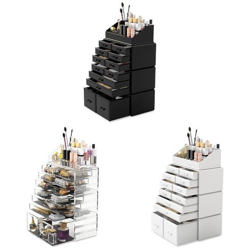 Readaeer Makeup Cosmetic Organizer with 12 Drawers, Storage Display Boxes Case (Black)