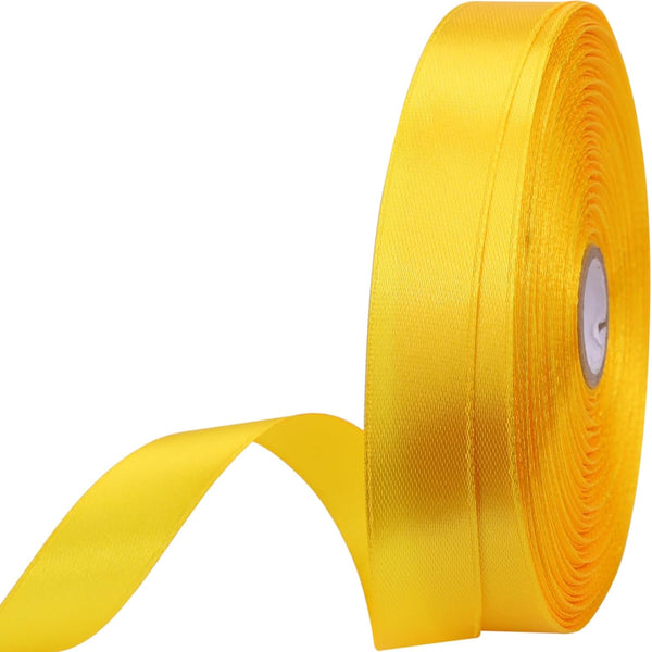 5/8 Inch, 50 Yard Yellow Satin Ribbon for Gift Wrapping, Wedding, Crafts, Christmas, Easter, Floral Decorations