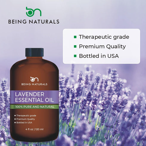 Lavender Essential Oil - Huge 4 FL OZ, 100% Pure & Natural, Premium Natural Oil with Glass Dropper