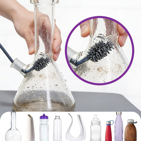 Sjxsimwoo Glass Cleaning Kit, Reusable Silicone Kit, Includes Soaking Bag, Brush, Pad, Lid, Stopper, Funnel