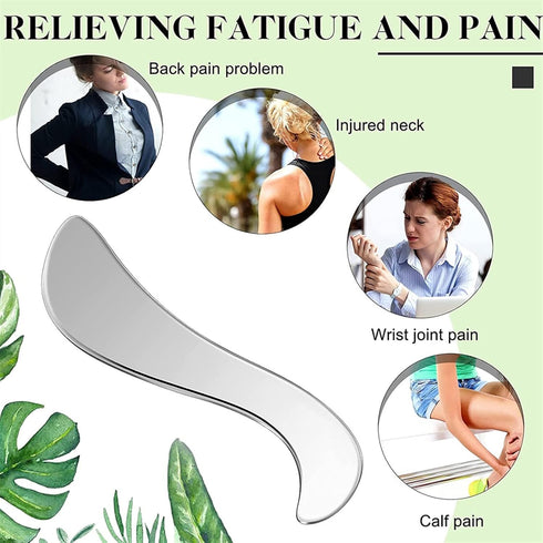 MObyat 1Pcs 2) Stainless Steel Gua Sha Scraping Massage Tool, Muscle Scraper Physical Therapy for Soft Tissue for Back