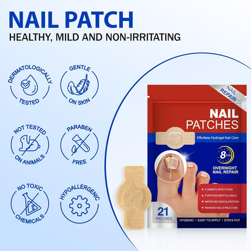 Mcukv 42PCS Nail Repair Patches for Damaged Toenails Overnight Nail Treatment with Natural Ingredients Extra Strength