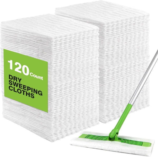HOMEXCEL 120 Count Dry Sweeping Cloths Pads, Compatible with Swiffer Sweeper, Disposable Duster Refills