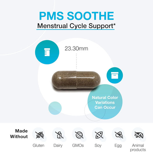 XYMOGEN PMS Soothe Cycle Support Supplement for Women - Vegan & Gluten Free with Dandelion Root, Ginger Root, Licorice