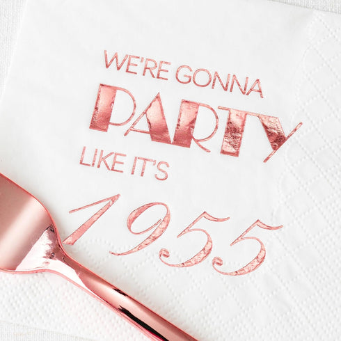 Crisky 70th Birthday Cocktail Napkins, Rose Gold for Women, 50 Pcs Disposable Napkins for 70th Birthday Party