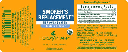 Herb Pharm Smoker's Replacement Liquid Herbal Formula for Nervous System Support - 1 Ounce