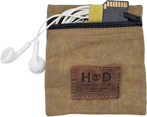 Hide & Drink, Water Resistant Waxed Canvas Condom Pouch, Change Valuables Tech Pocket Purse, Classic Partner Gift