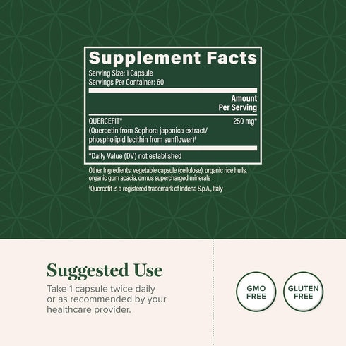 Global Healing Quercetin 250mg Supplement - Support Immune System Function, Respiratory Health & Body's Response to