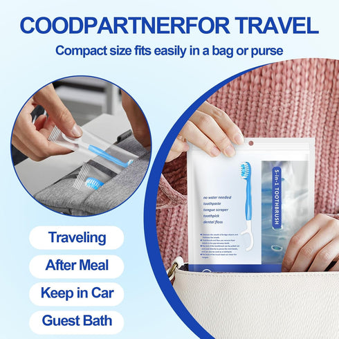 JOUGE 26 Pack 5 1 4 26) Mini Disposable Toothbrushes with Toothpaste in Travel Portable Toothbrush Individually Wrapped