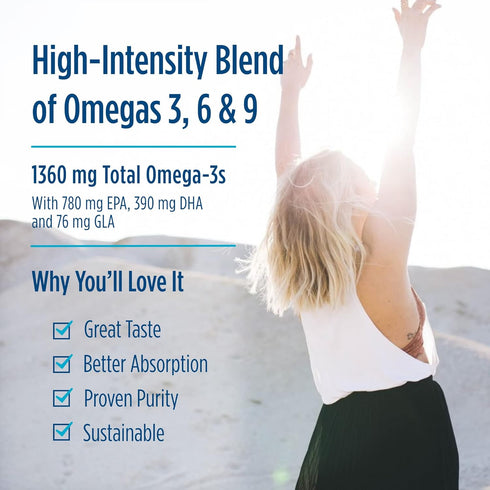 Nordic Naturals Complete Omega Xtra - 60 Soft Gels, 1360 mg Omega-3 + 76 mg GLA for Healthy Skin