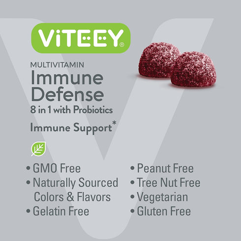 Multivitamin Gummies 8 in 1 Immune Support Supplement - Chewable Berry Flavored Pectin for Adults & Teens