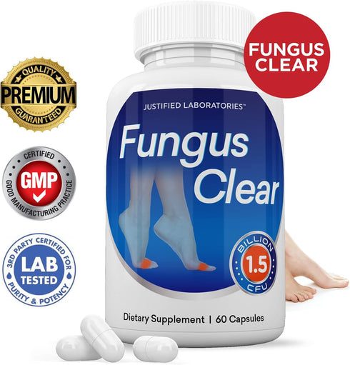 Justified Laboratories (2 Pack) Fungus Clear Probiotic Pills, 1.5 Billion CFU, 120 Capsules