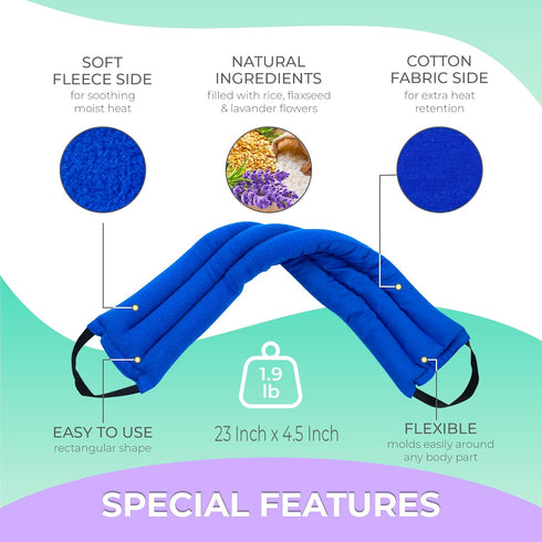 Microwavable Heating Pads for Lower Back, Neck, Shoulder Pain Relief, Moist Microwave Hot Pack, Blue-Lavender