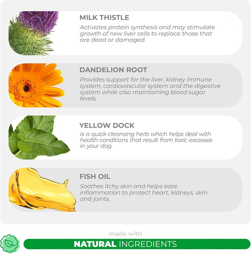 Milk Thistle for Dogs - 120 Chewable Tablets, Silymarin Liver and Kidney Support with EPA & DHA, Detox Supplement