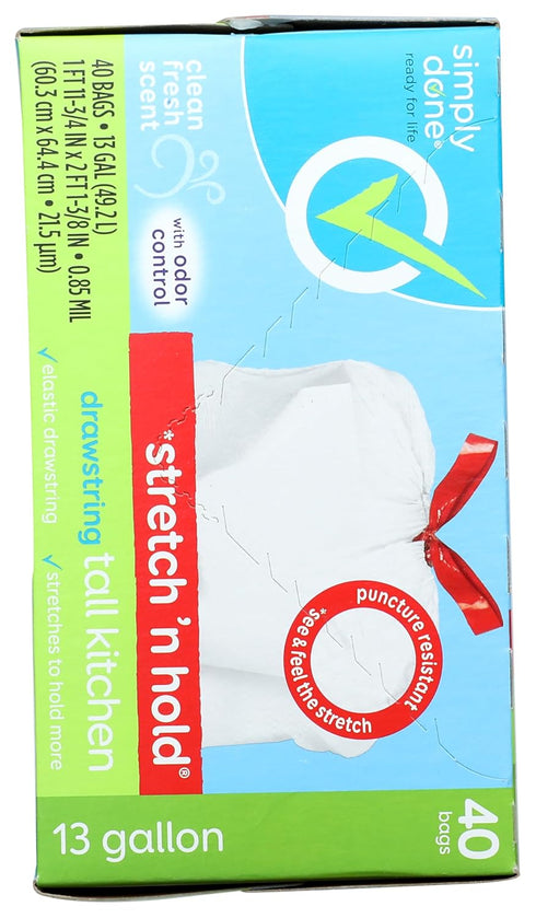 Topco Associates 13 Simply Done, Tall Kitchen Bags, Drawstring, Clean Fresh Scent, Gallon