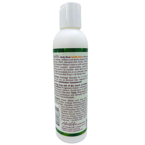 Aloe Life Body Heat Vanilla Rub, 7 oz, Lubricating, Warming Action, Gluten-Free