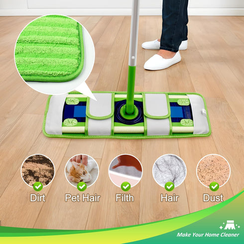 4 Pack Microfiber Mop Pads for Swiffer XL Mops, Reusable Wet and Dry Cloths for Hardwood Cleaning