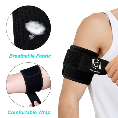 Bicep & Tricep Tendonitis Brace Compression Sleeve - Pain Relief for Muscle Strains, Upper Arm Support (L/XL Width-4")