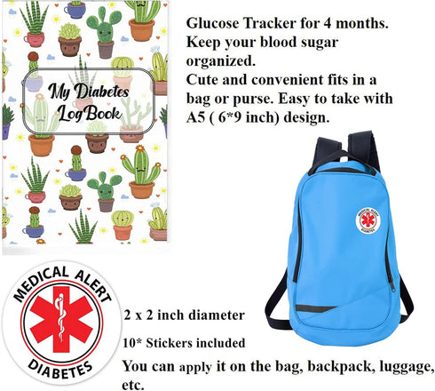 Diabetic Supplies Travel Bag Gifts Set, Funny Diabetes Glucose Meter Case Organizer with Blood Sugar Log Book and