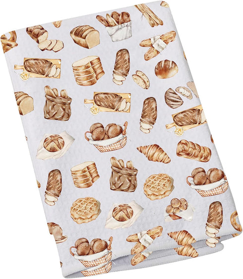 LEVLO Sourdough Starter Bakery Kitchen Towel Bread Sketch Pastry Breakfast Tea Coffee