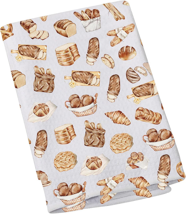 LEVLO Sourdough Starter Bakery Kitchen Towel Bread Sketch Pastry Breakfast Tea Coffee