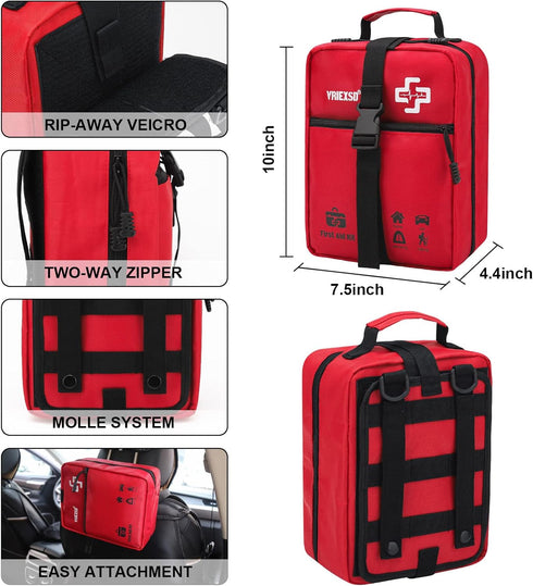 400 Piece Large First Aid Kit, Premium Emergency Kits for Home, Office, Car, Outdoor, Travel