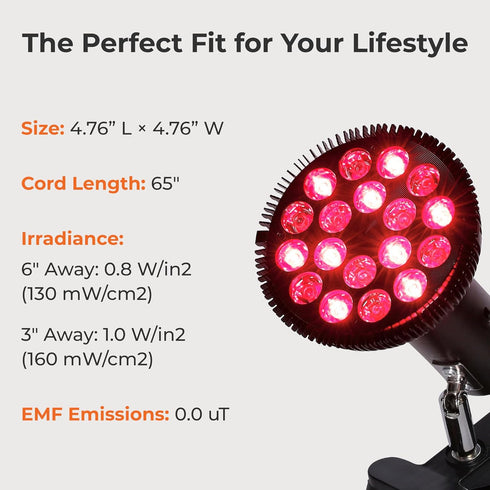 LifePro InfraGlow NIR & Red Light Therapy Lamp, 18 LEDs Clip-On for Chronic Pain Relief, Skin Wellness & Recovery