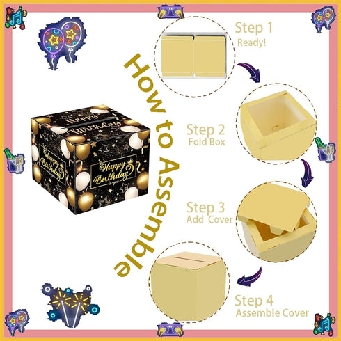 Rxwstt Birthday Money Box for Cash Gift, Pull Out Explosion Surprise Box, Money Roll Cake Pull Out Kit with Cards