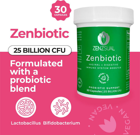 ZENZSUAL Zenbiotic Probiotics for Women - 25 Billion CFU - 30 Capsules - Supports Vaginal, Digestive, & Immune Health