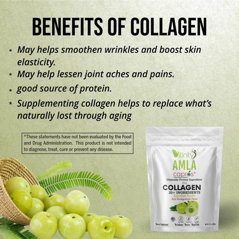 AMLA SUPERFOOD Collagen Powder, 20+ Key Ingredients for Adults, Fast-Acting Liquid Delivery (30 Day Supply)