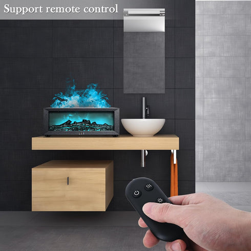 Villelei 7 1/3/5 Fireplace Aroma Diffuser with Remote Control - Color Changing LED Flame Essential Oil Diffuser, Hour